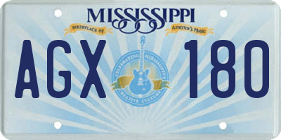 MS license plate AGX180