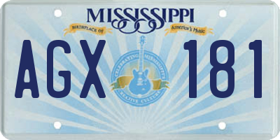 MS license plate AGX181