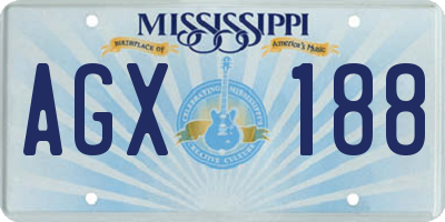 MS license plate AGX188