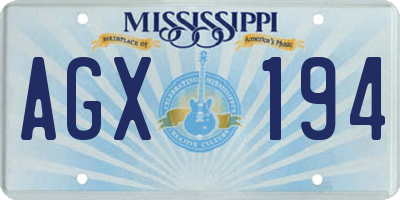 MS license plate AGX194