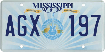 MS license plate AGX197
