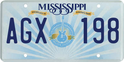 MS license plate AGX198