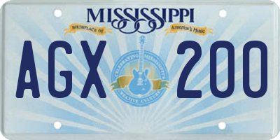 MS license plate AGX200