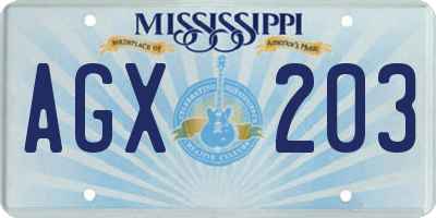 MS license plate AGX203