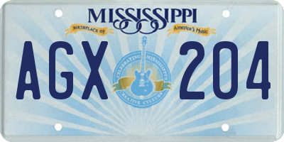 MS license plate AGX204