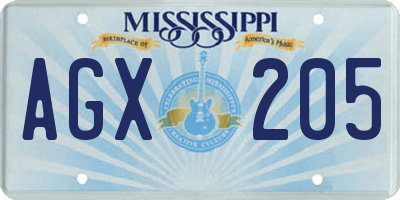 MS license plate AGX205