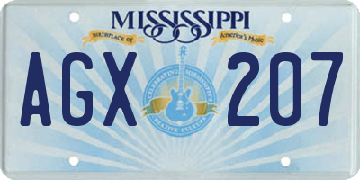 MS license plate AGX207
