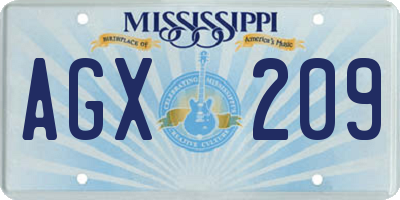 MS license plate AGX209