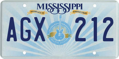MS license plate AGX212