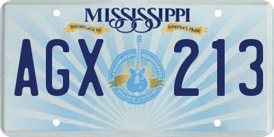 MS license plate AGX213