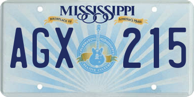 MS license plate AGX215