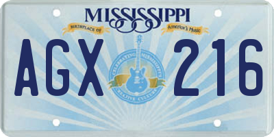 MS license plate AGX216