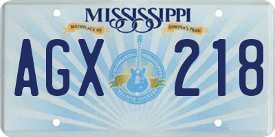 MS license plate AGX218