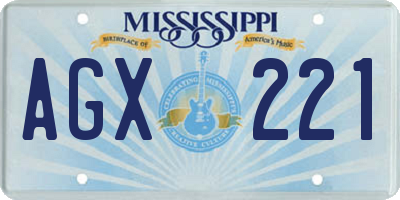 MS license plate AGX221