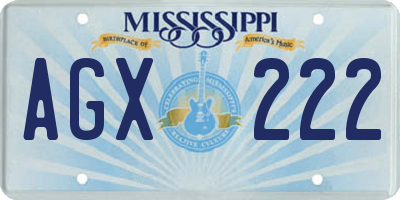 MS license plate AGX222