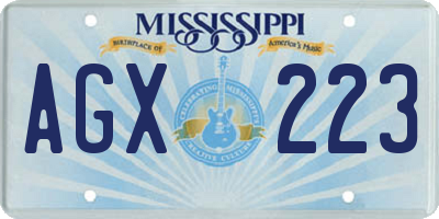 MS license plate AGX223
