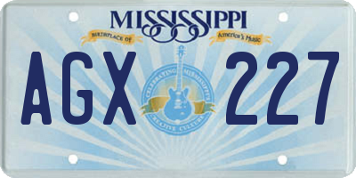 MS license plate AGX227