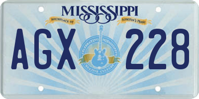 MS license plate AGX228