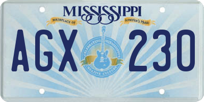 MS license plate AGX230