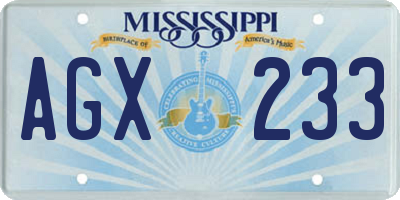 MS license plate AGX233
