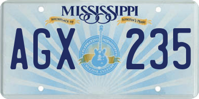 MS license plate AGX235