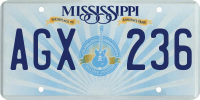 MS license plate AGX236
