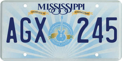 MS license plate AGX245