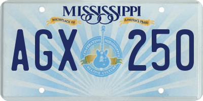 MS license plate AGX250