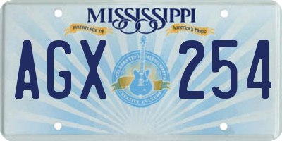 MS license plate AGX254