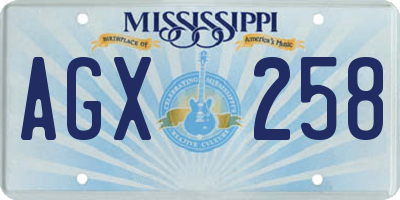 MS license plate AGX258