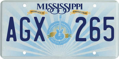 MS license plate AGX265
