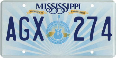 MS license plate AGX274