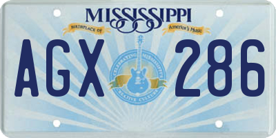 MS license plate AGX286