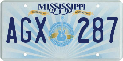 MS license plate AGX287