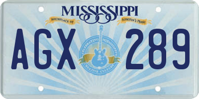 MS license plate AGX289
