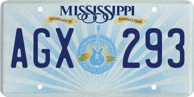 MS license plate AGX293