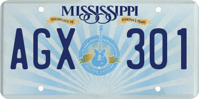 MS license plate AGX301