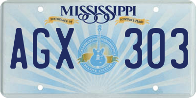 MS license plate AGX303