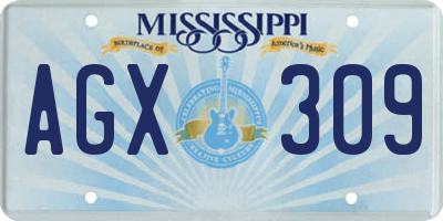 MS license plate AGX309