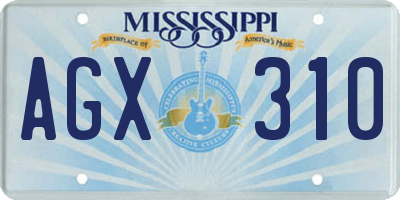 MS license plate AGX310