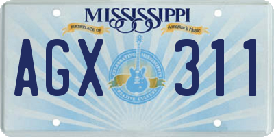 MS license plate AGX311