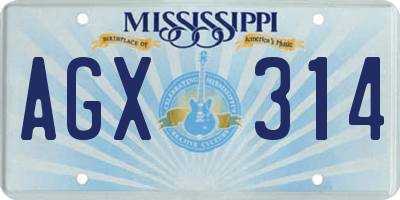 MS license plate AGX314