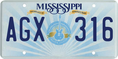 MS license plate AGX316
