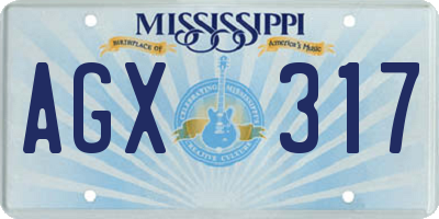 MS license plate AGX317