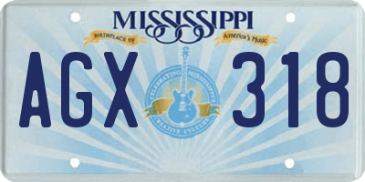 MS license plate AGX318