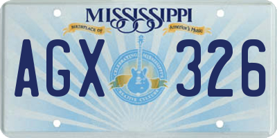 MS license plate AGX326