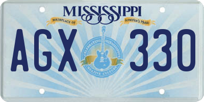 MS license plate AGX330