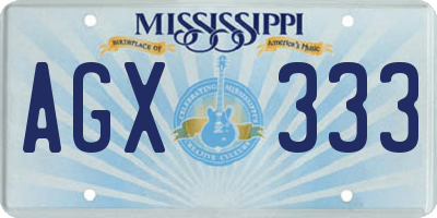 MS license plate AGX333
