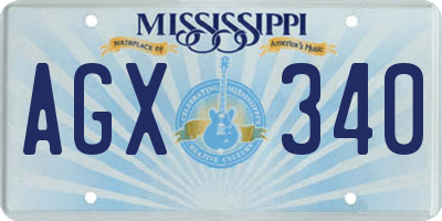 MS license plate AGX340