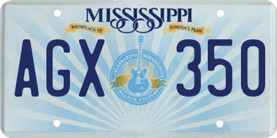 MS license plate AGX350